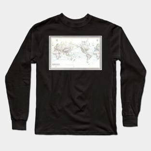 World map wall art 1856 dorm decor mappemonde from dutch Art Print Long Sleeve T-Shirt